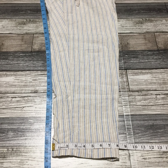 J Jill Love Linen Striped Pants Women’s M Light Beige (Inseam 28) Drawstring - Picture 2 of 9